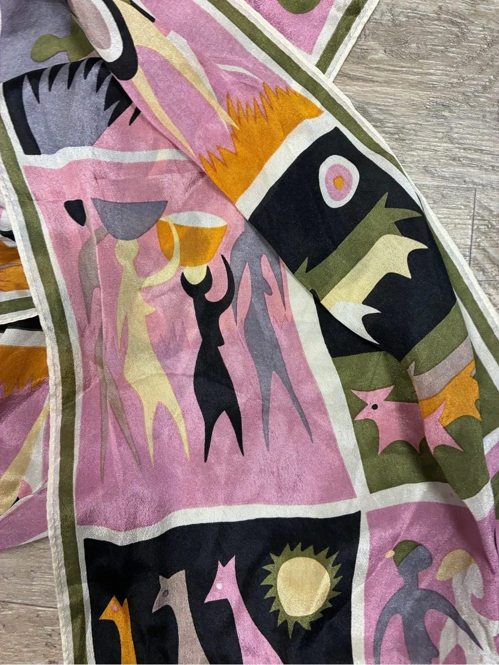 VTG Oscar de la Renta Printed 100% Silk Scarf 53”x 11”